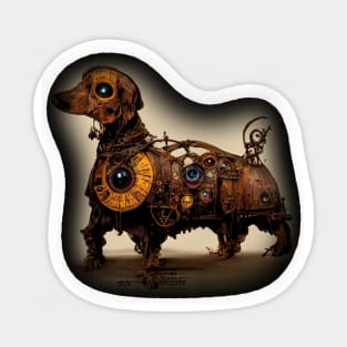 Dachshund Surreal Steampunk Artwork, Dog Lover Sticker